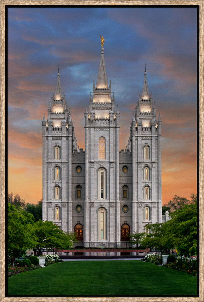 Salt Lake Temple - Orange Twilight by Robert A Boyd