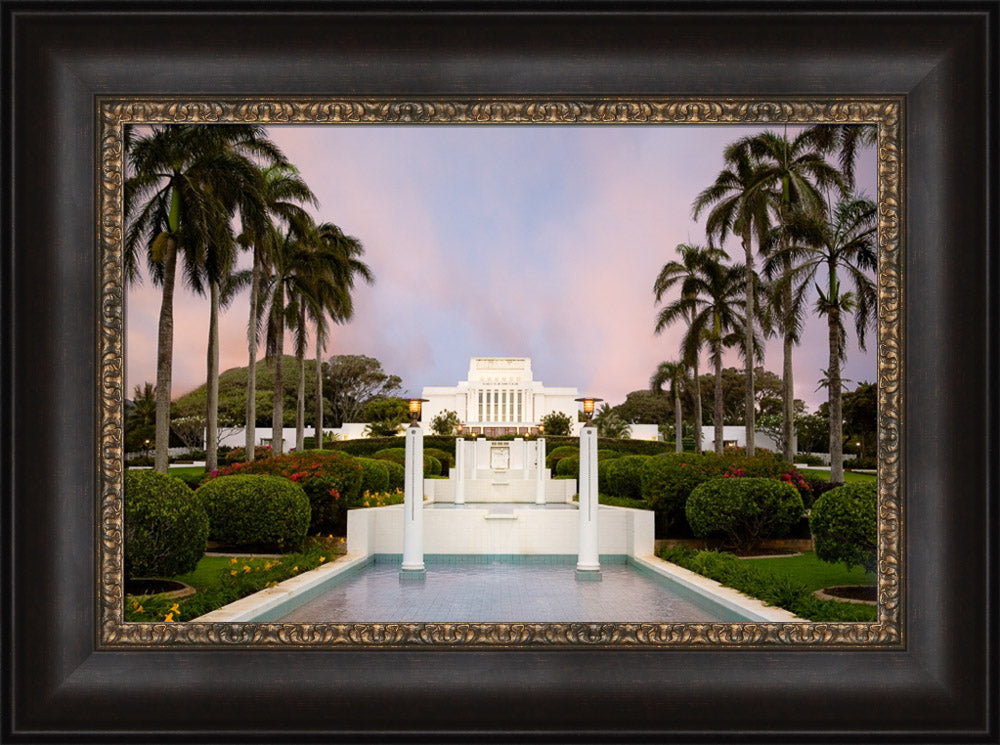 Laie Temple - Fountains by Robert A Boyd