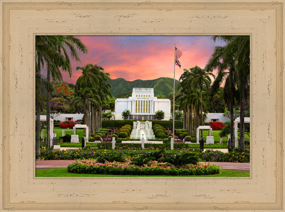 Laie Temple - Blossoming Spring by Robert A Boyd