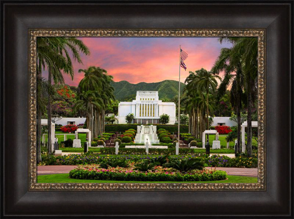 Laie Temple - Blossoming Spring by Robert A Boyd