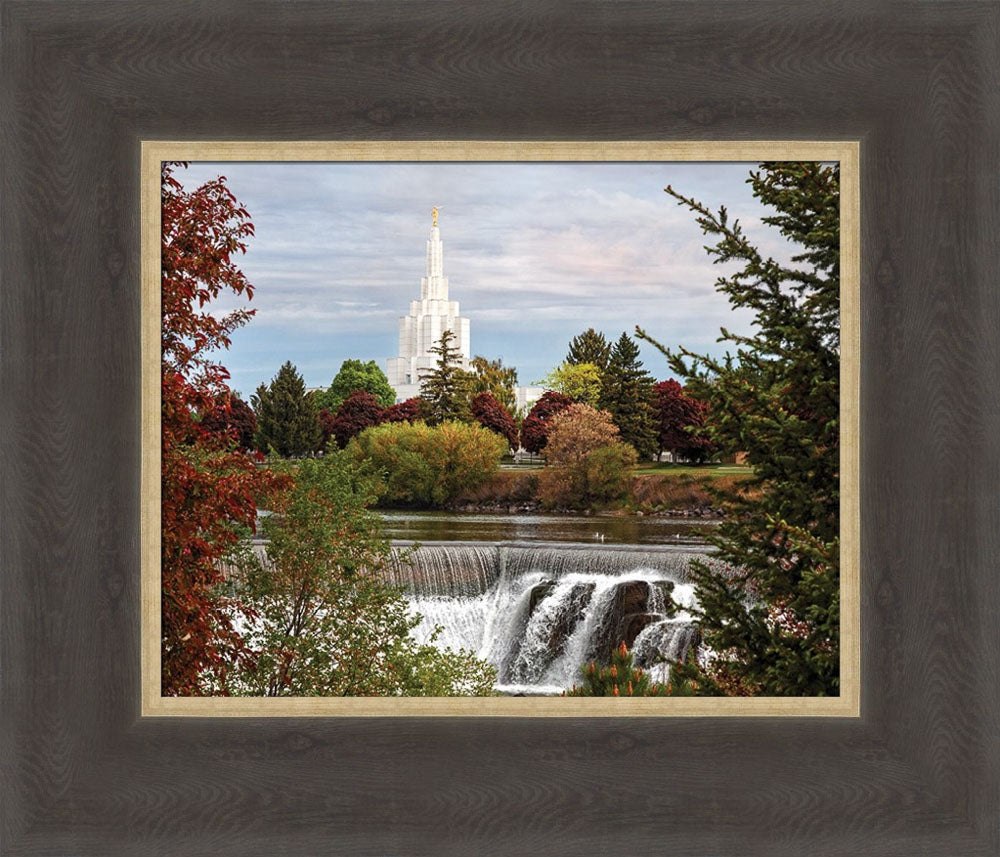 Idaho Falls Temple - Waterfall by Robert A Boyd