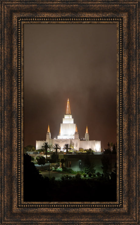 Oakland Temple - Night Fog by Robert A Boyd