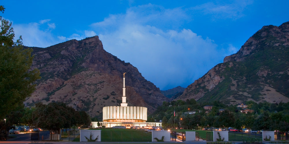 Provo Temple - Night panoramic by Robert A Boyd