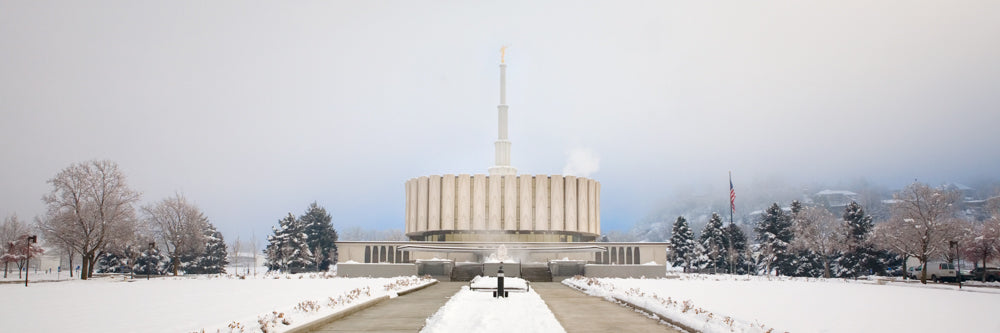 Provo Temple - Fog Panoramic by Robert A Boyd