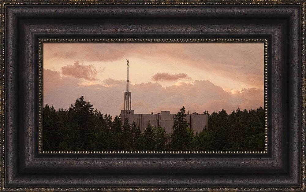 Seattle Temple - Sunset Panoramic by Robert A Boyd