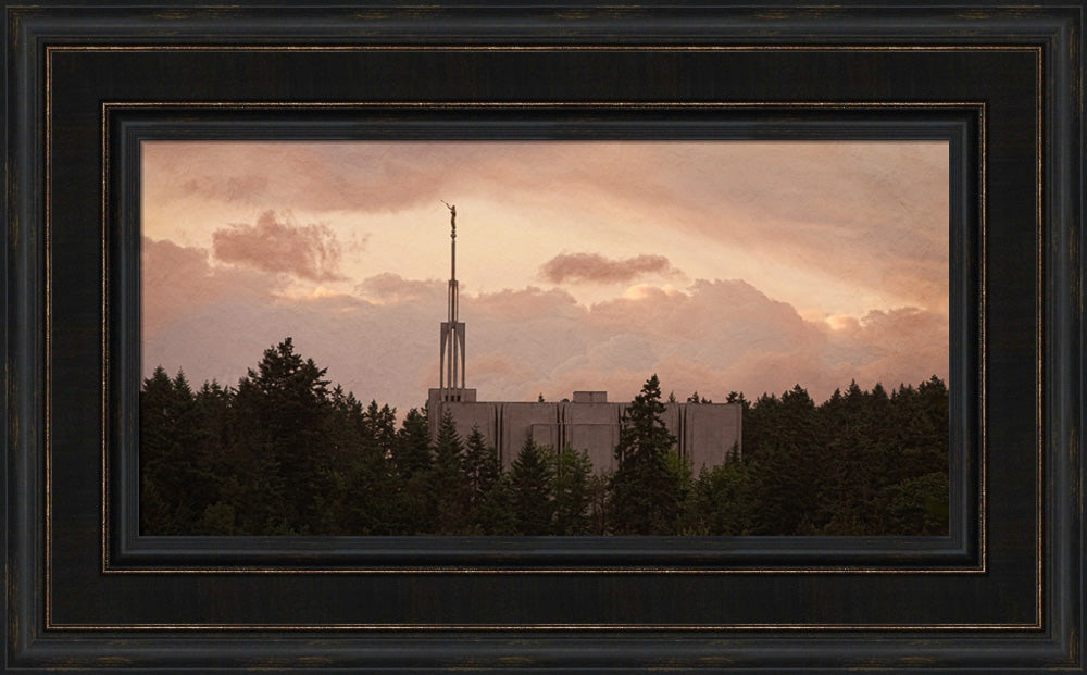 Seattle Temple - Sunset Panoramic by Robert A Boyd