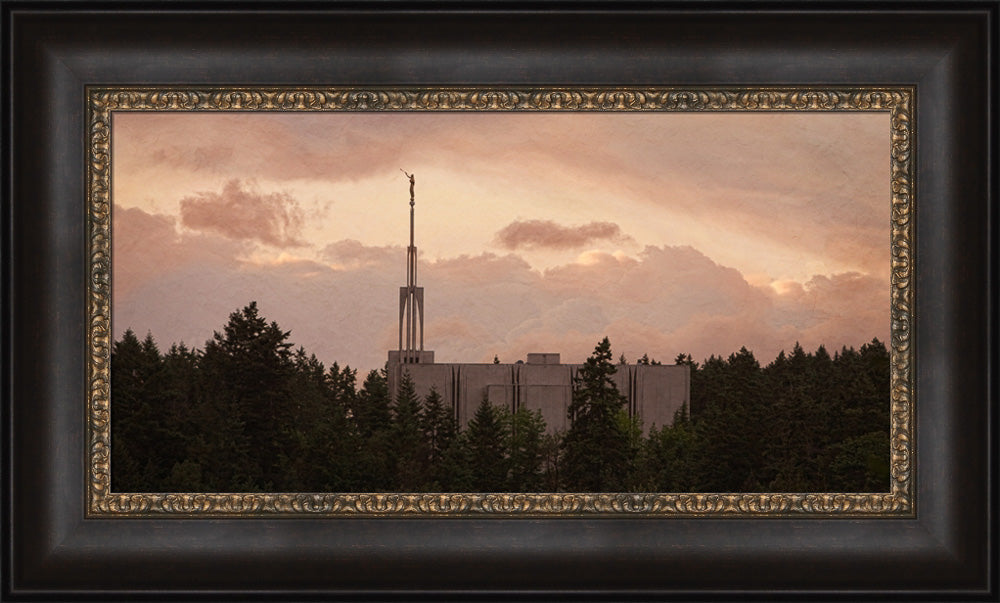 Seattle Temple - Sunset Panoramic by Robert A Boyd