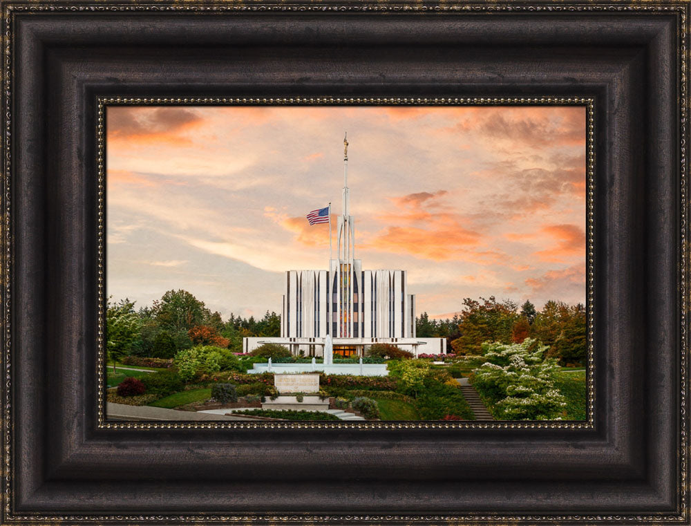 Seattle Temple - Sunset by Robert A Boyd
