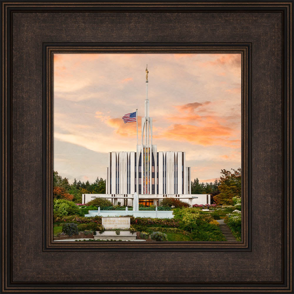 Seattle Temple - Sunset by Robert A Boyd