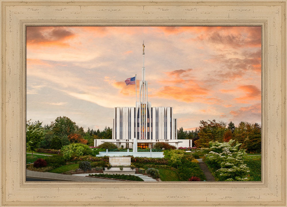 Seattle Temple - Sunset by Robert A Boyd