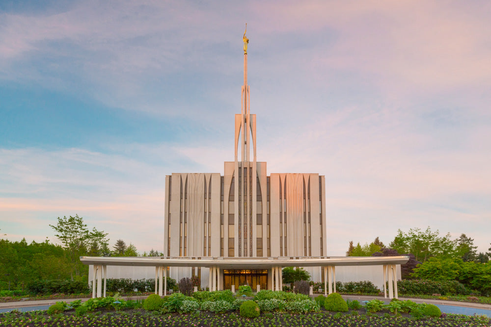 Seattle Temple - Spring Sunset by Robert A Boyd