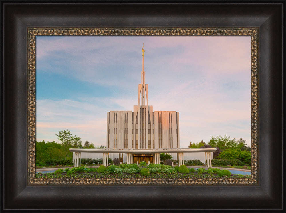 Seattle Temple - Spring Sunset by Robert A Boyd