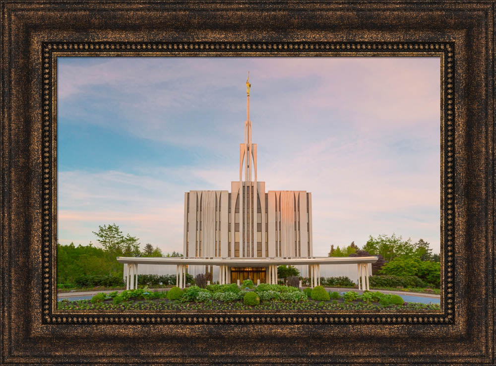 Seattle Temple - Spring Sunset by Robert A Boyd