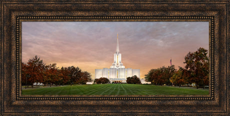 Jordan River Temple - Fall Sunset Panoramic by Robert A Boyd