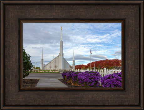 Boise Temple - Purple Flowers by Robert A Boyd