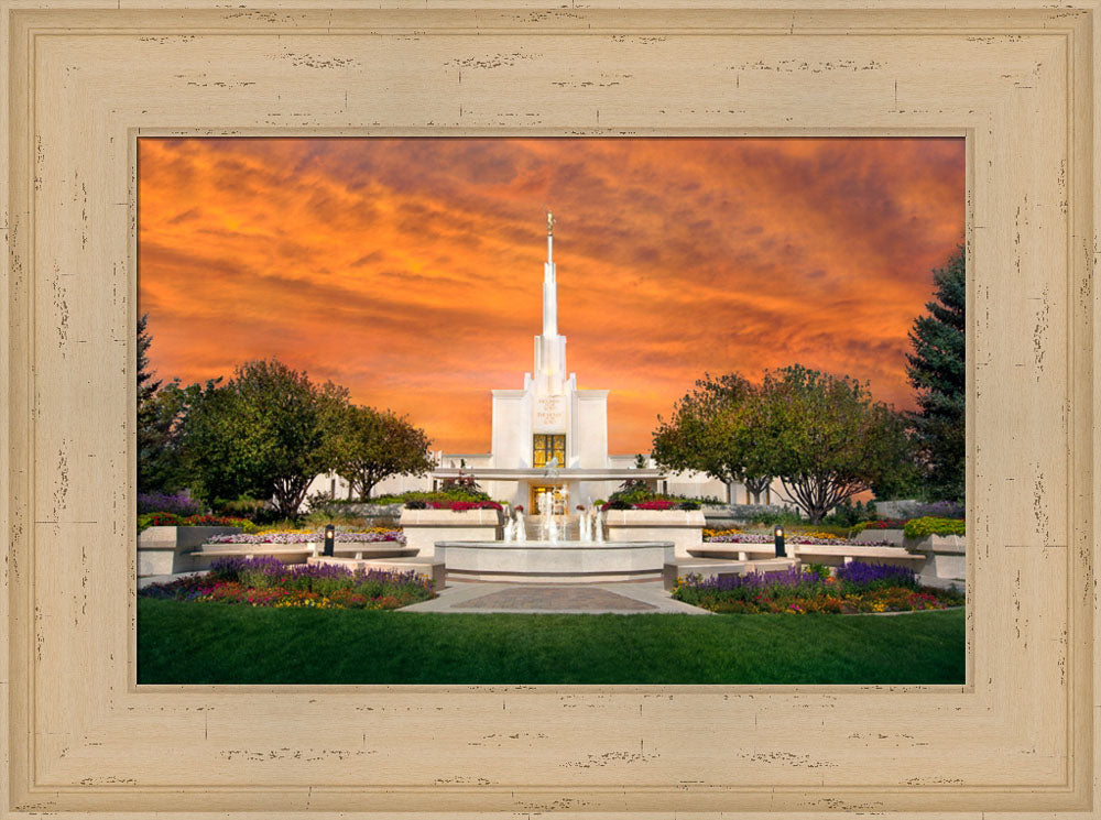 Denver Temple - Orange Sky by Robert A Boyd