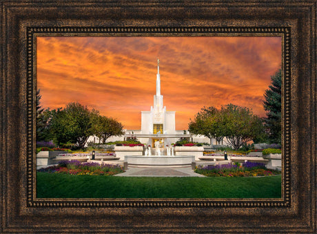 Denver Temple - Orange Sky by Robert A Boyd