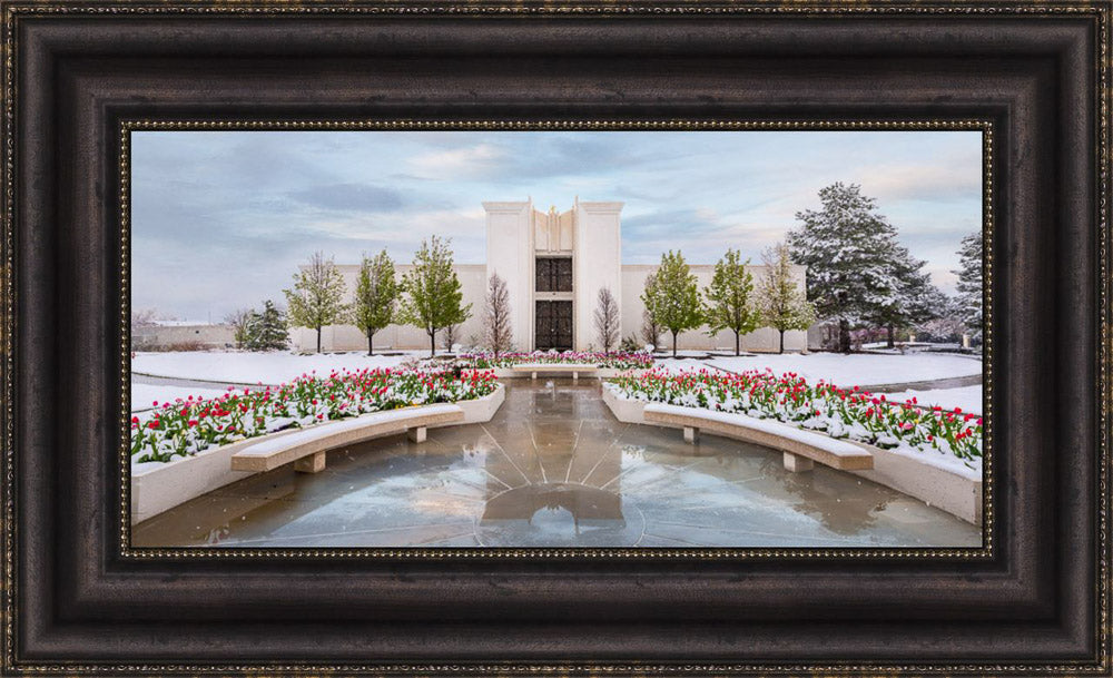 Denver Temple - Spring Snowstorm by Robert A Boyd