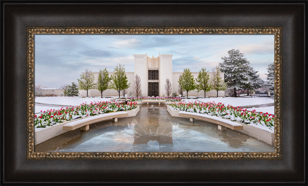 Denver Temple - Spring Snowstorm by Robert A Boyd