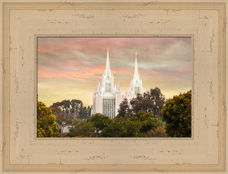 San Diego Temple - Yellow Skies by Robert A Boyd