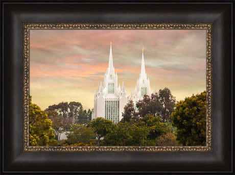 San Diego Temple - Yellow Skies by Robert A Boyd