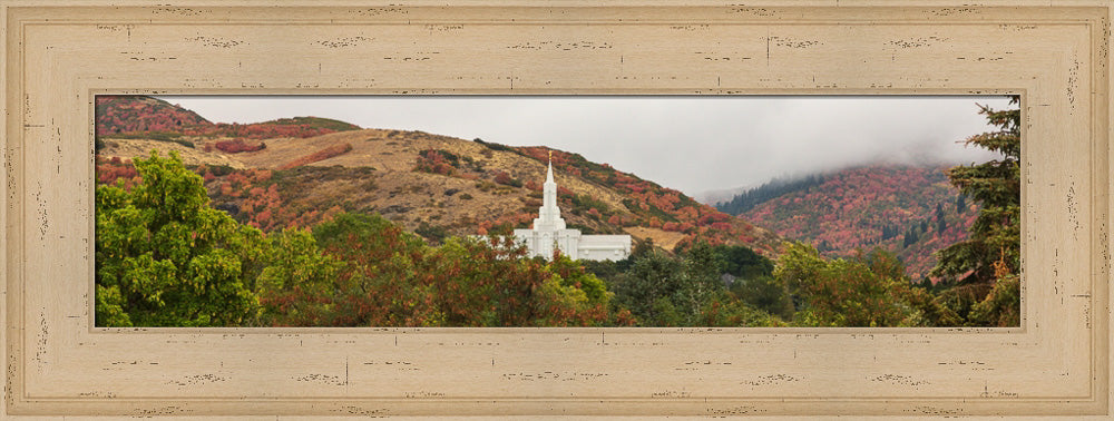 Bountiful Temple - Fall Mountains by Robert A Boyd
