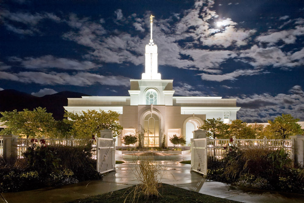 Mt Timpanogos Temple - Moonlight by Robert A Boyd