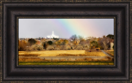 Mt Timpanogos Temple - Rainbow by Robert A Boyd