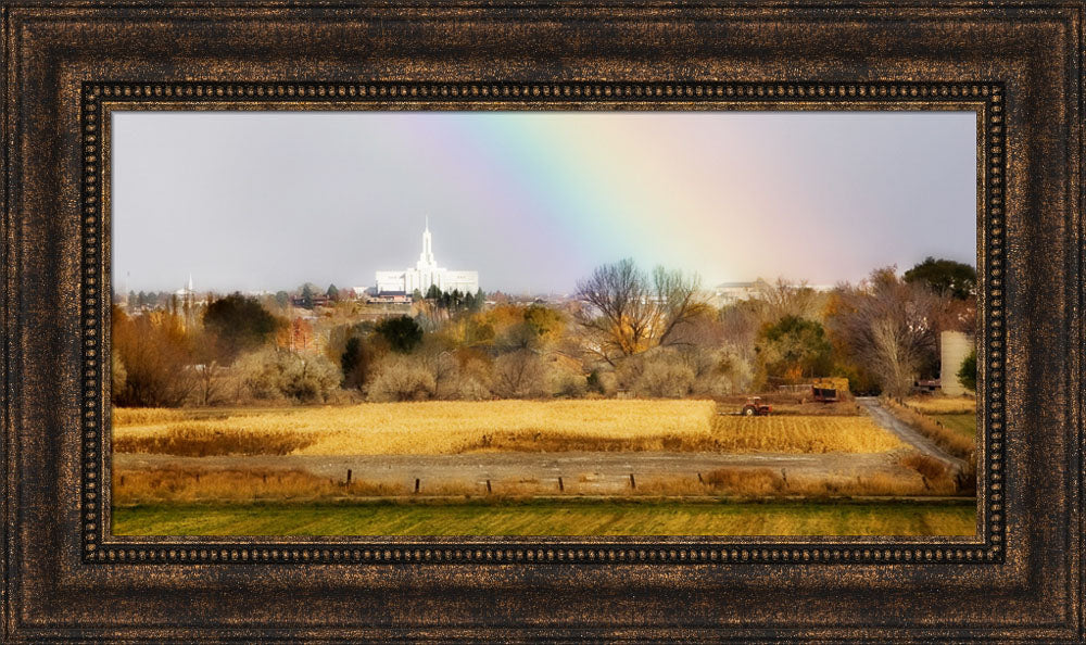 Mt Timpanogos Temple - Rainbow by Robert A Boyd