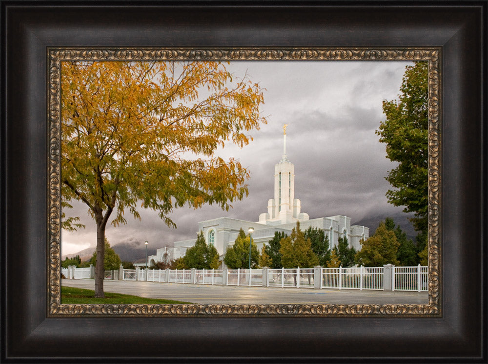 Mt Timpanogos Temple - Fall Yellow Trees by Robert A Boyd