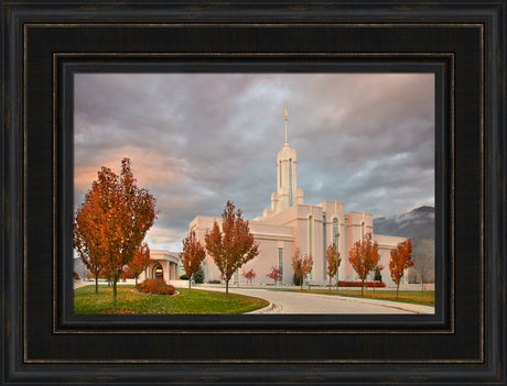 Mt Timpanogos Temple - Autumn Trees by Robert A Boyd