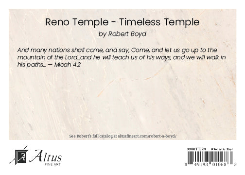 Reno Temple - Timeless Temple Series by Robert A Boyd
