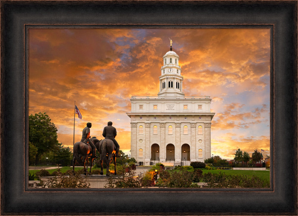 Nauvoo Temple - Sunrise with Joseph and Hyrum by Robert A Boyd - Art 10