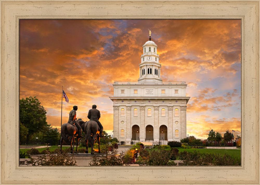 Nauvoo Temple - Sunrise with Joseph and Hyrum by Robert A Boyd - Art 7