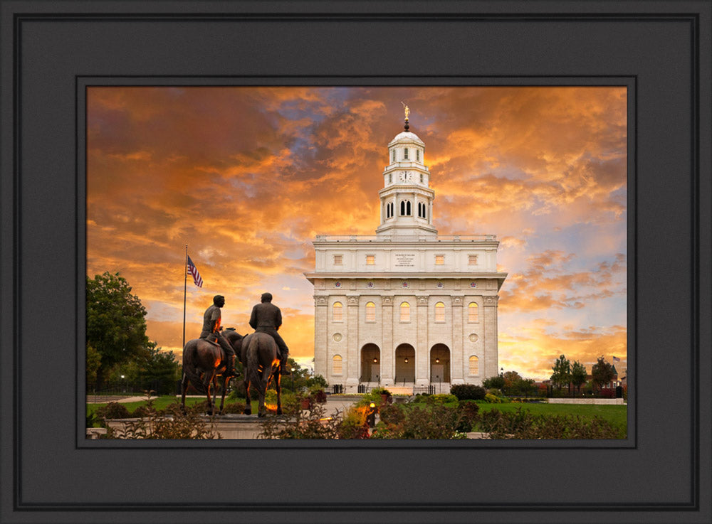 Nauvoo Temple - Sunrise with Joseph and Hyrum by Robert A Boyd - Art 5