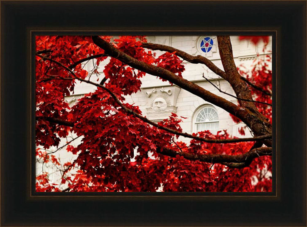 Nauvoo Temple - Red Leaves by Robert A Boyd