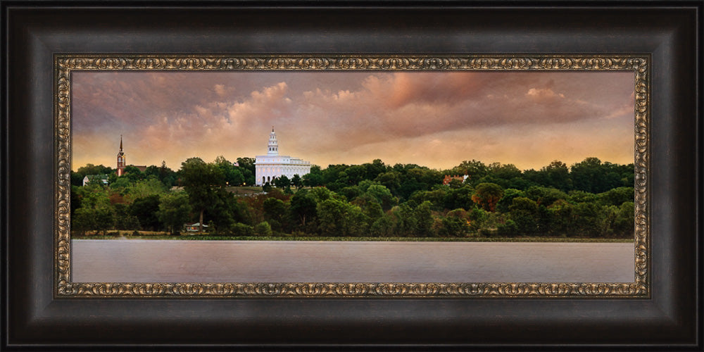 Nauvoo Temple - Across the Mississippi Panoramic by Robert A Boyd