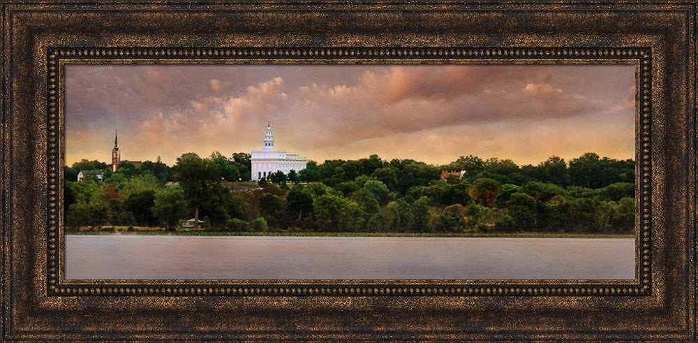 Nauvoo Temple - Across the Mississippi Panoramic by Robert A Boyd