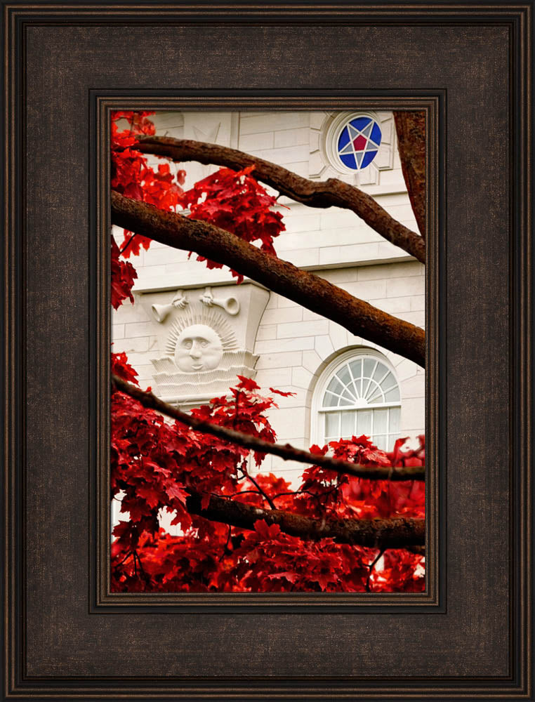 Nauvoo Temple - Red Leaves vertical crop by Robert A Boyd | Altus
