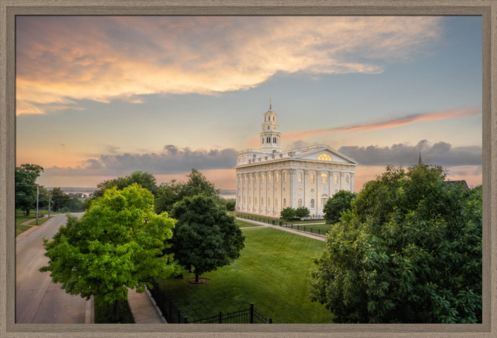 Nauvoo Illinois Temple - Looking West at Sunset by Robert A Boyd