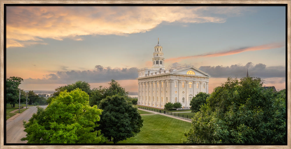 Nauvoo Illinois Temple - Looking West at Sunset by Robert A Boyd