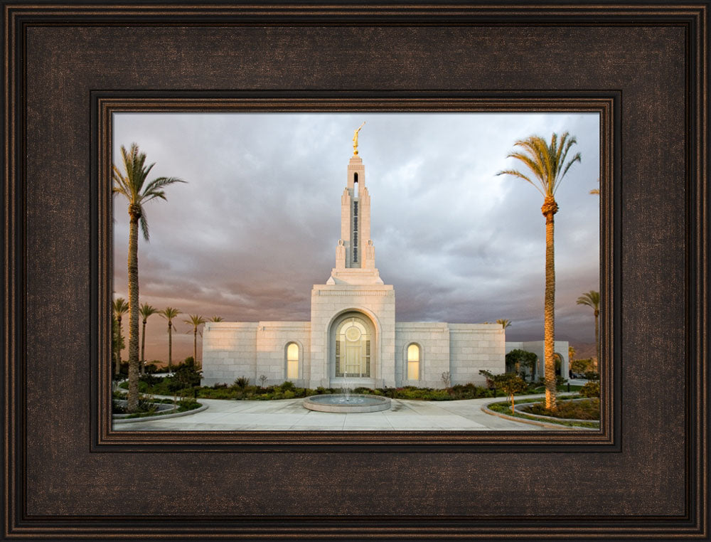 Redlands Temple - Palm Trees by Robert A Boyd