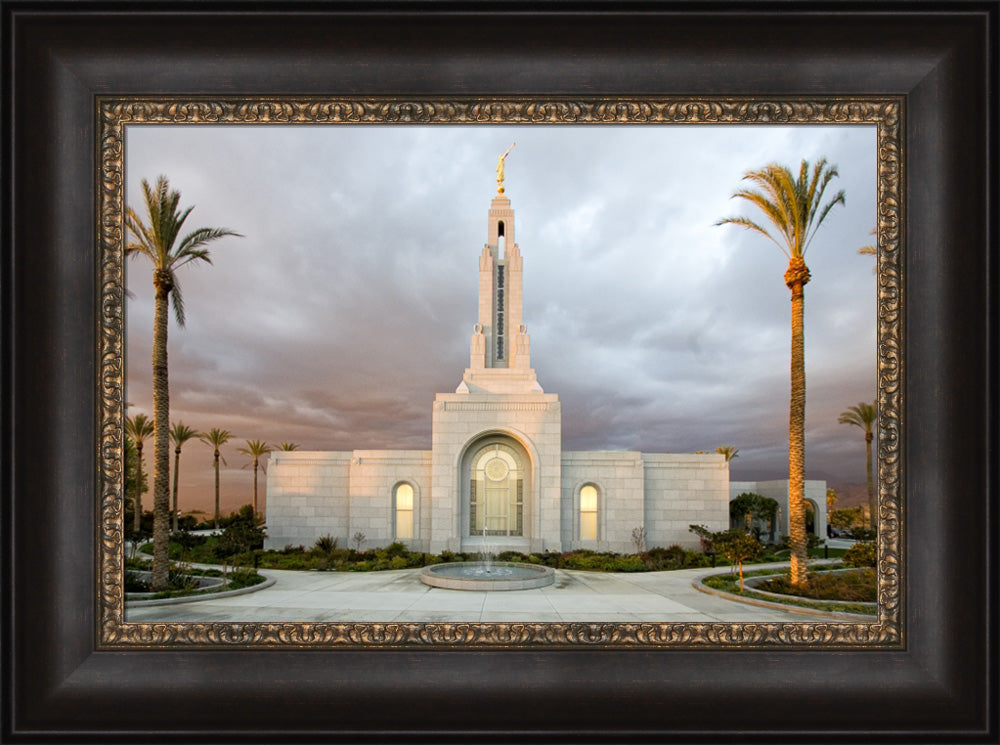 Redlands Temple - Palm Trees by Robert A Boyd
