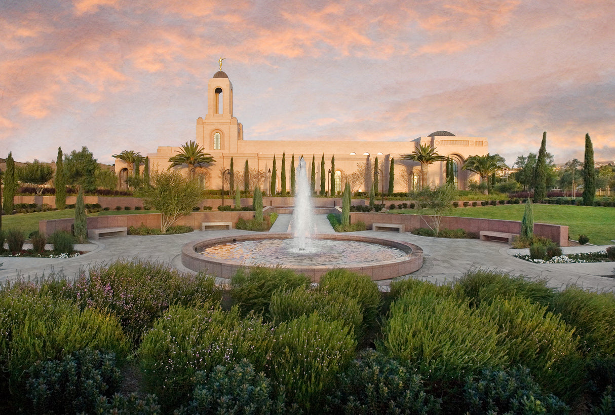 Newport Beach Temple - Fountain by Robert A Boyd