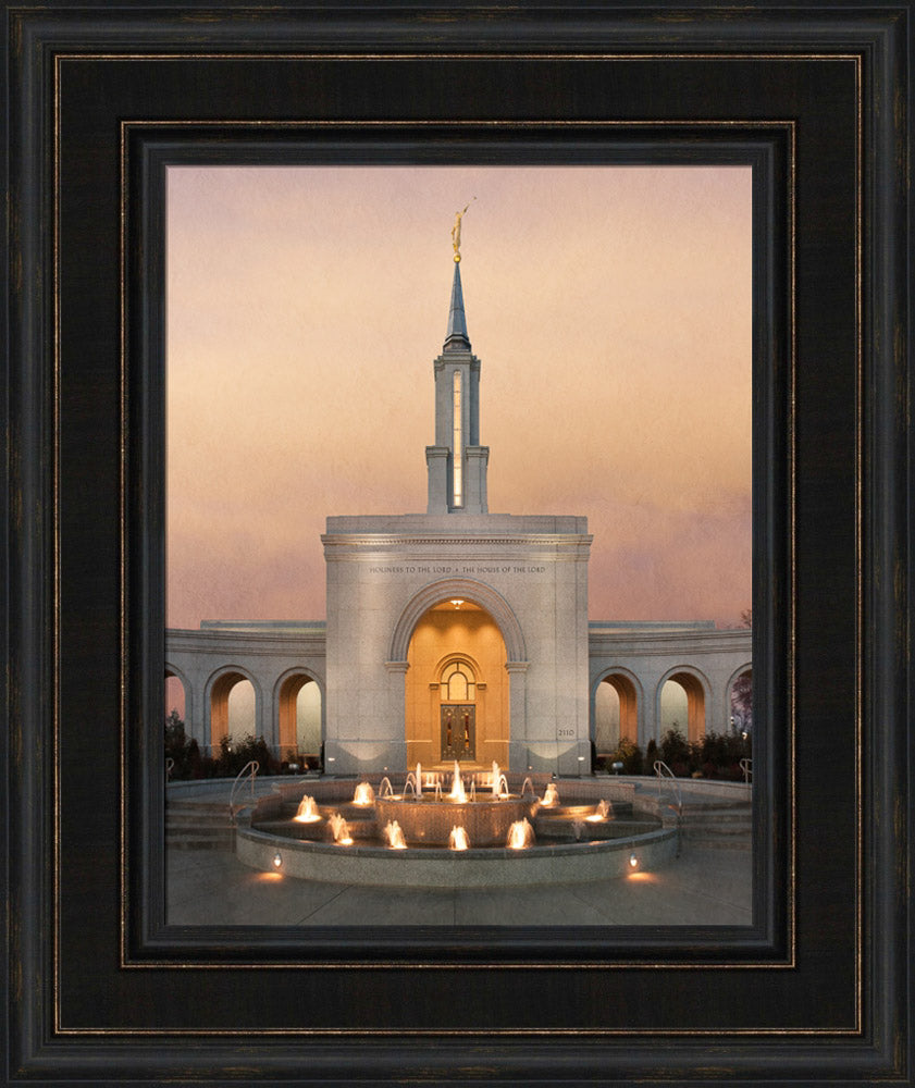 Sacramento Temple - Evening Fountain by Robert A Boyd