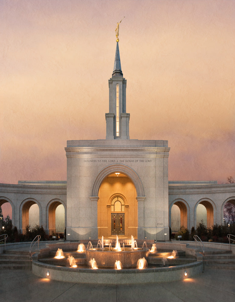 Sacramento Temple - Evening Fountain by Robert A Boyd
