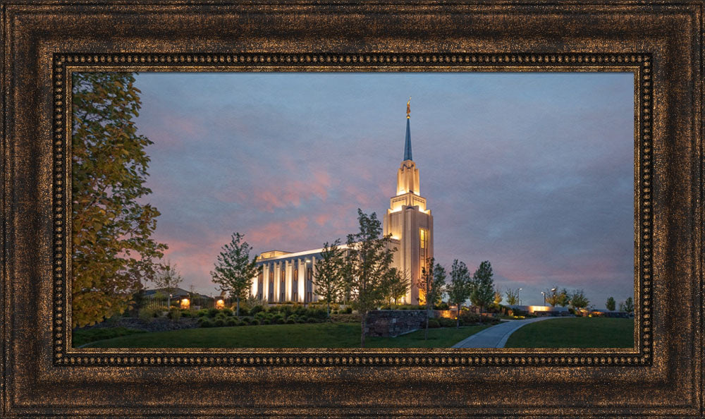 Twin Falls Temple - At Dusk by Robert A Boyd