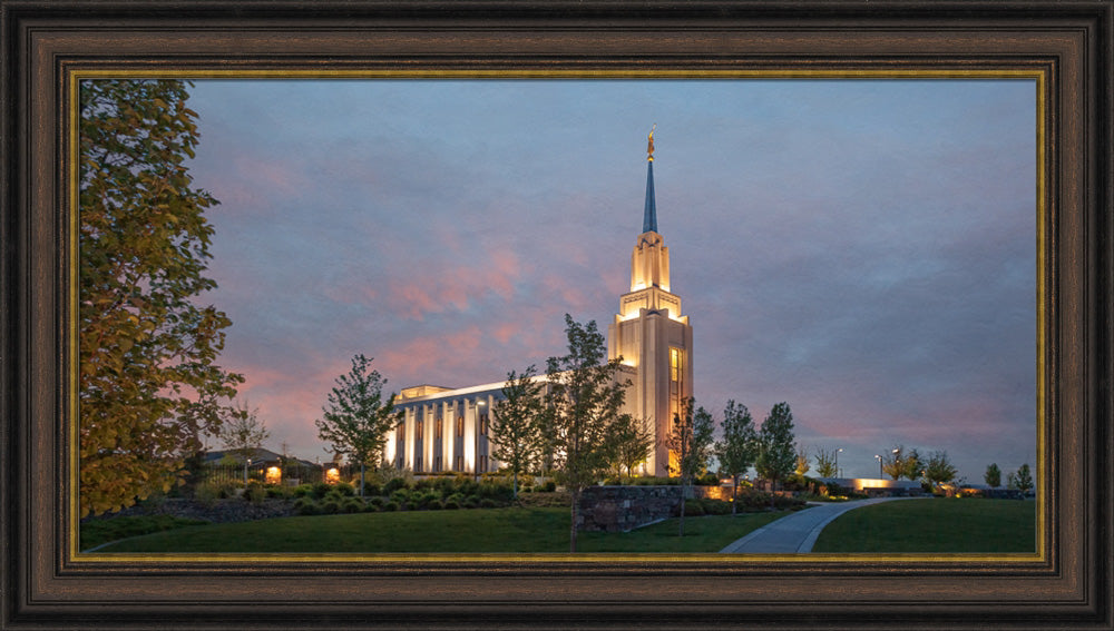 Twin Falls Temple - At Dusk by Robert A Boyd