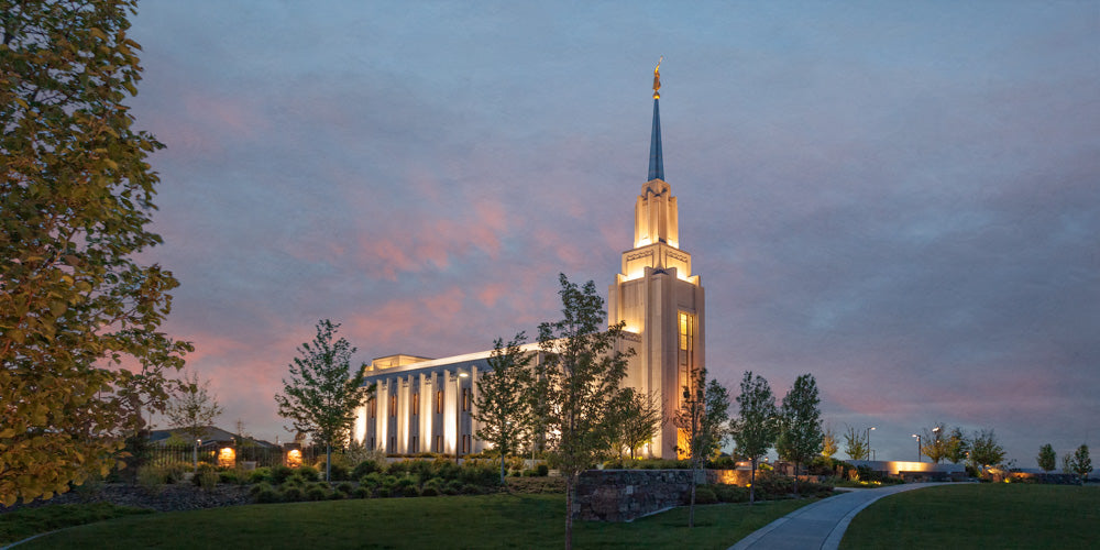Twin Falls Temple - At Dusk by Robert A Boyd