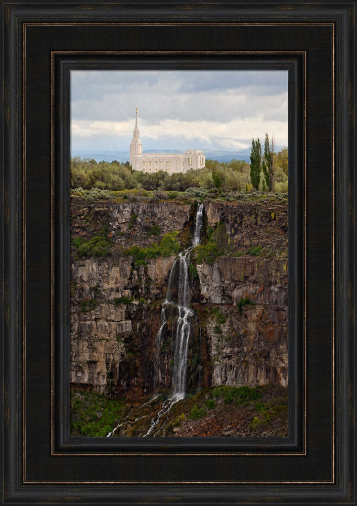 Twin Falls Temple - Waterfall Vertical by Robert A Boyd | Altus